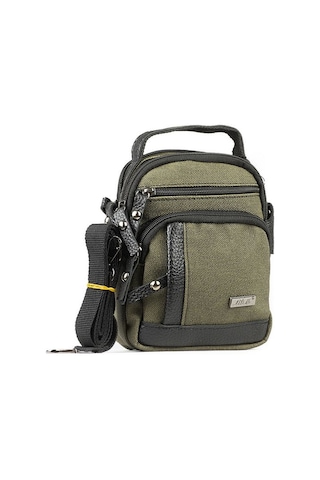 Kanvas Deri Detay Erkek Günlük El Omuz Askılı Çanta Siyah A101 Siyah - Haki