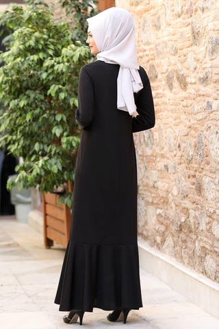 Azra Tesettür Elbise Siyah Siyah