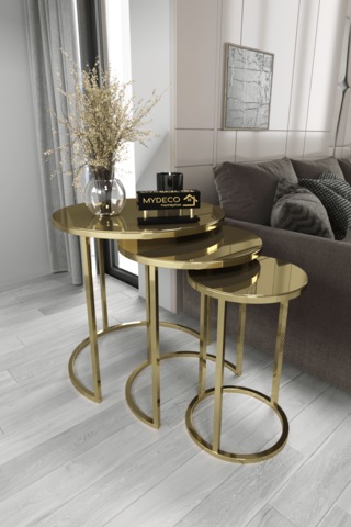 Çift Bacak C Orta & C Zigon Set Gold Kaplama Bronz Ayna Altın - Bronz