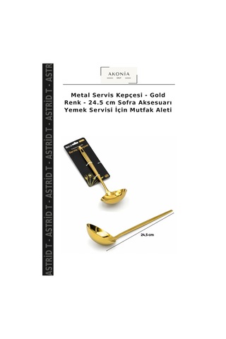 Metal Servis Kepçesi - Gold Renk - 24.5 Cm Sofra Aksesuarı Yemek Servisi İçin Mutfak Aleti