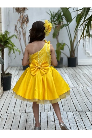 Uğurböceğiçocuk Vildan Saten Bel Taş Detay 3'lü Kız Çocuk Abiye 001