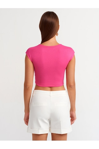 Dilvin Pamuk Ve Modal Karışımlı Crop Top Fuşya