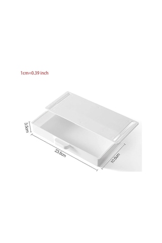 Ganzhoushop Masa Altı Saklama Kutusu Kayar Masa Yapıştırıcı Kırtasiye Kalem Organizasyonu Ev Mutfak Çatal Kaşık Düzenleyici Beyaz