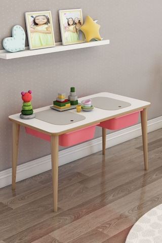 Moniev Çocuk Oyun Etkinlik Çalışma Masası Tek Masa Pembe Pembe