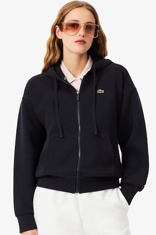 Lacoste Reguler Fit Full Zip Hoodie Cotton Sweatshirt Kadın Kapüşonlu Tam Fermuar Sweatshirt Lacivert Lacivert