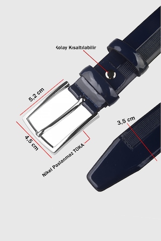 Deepsea Erkek Lacivert Nokta Desenli Kemer Rugan 3,5 Cm Erkek Suni Deri Kemer 1801310 Lacivert