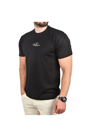 Deepsea Erkek Siyah Bisiklet Yaka Dar Kesim Pamuklu Tişört Nefes Alan Yumuşak Dokulu Tişört 2504350 Siyah