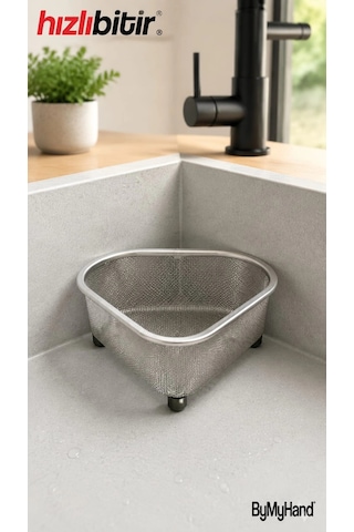 Bymyhand Paslanmaz Çelik Üçgen Lavabo Süzgeci Lavabo İçi Süzgeç Metalik Gri