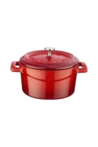 10 Cm Yuvarlak Döküm Mini Tencere, 0.35 L Hacim, Kırmızı