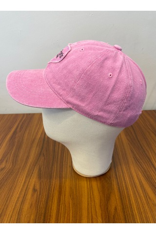 Kalpli Paris Logo Yıkamalı Vintage Eskitme Cap Şapka Pembe