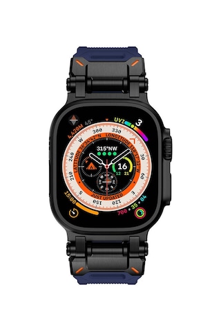 Apple Uyumlu Watch Ultra 1/2 49mm Titanyum Metal Bağlantı Kitli Silikon Kordon 101