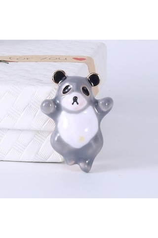 Gri Blucome Sevimli Emaye Bambu Panda Hayvan Broş Çocuklar İçin Taklidi Yeni Moda Gömlek Elbise Sırt Çantası Takı Pimleri