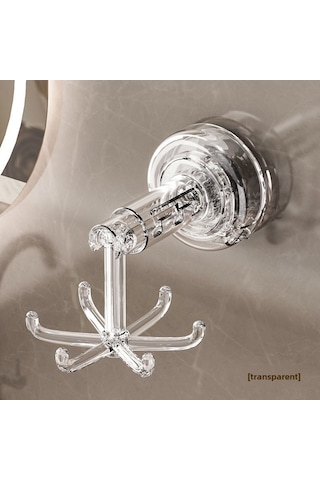 Reedark Banyo Sıkıcı 6 Ayağlı Döner Kanca - Delme Yok Duvar Takımı, Çok Fonksiyonlu Aksesuar Ve Alet Depolama Rafı Şeffaf Gümüş Diğer