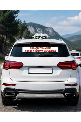 Bulaşık Yıkamak Araba Yıkamaya Benzeme Araba Arkası Konvoy Yazısı 100 15 Cm Beyaz