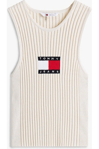 Tommy Jeans Tjw Rıb Racer Tank Kadın Beyaz Kazak Dw0dw20975ybl Beyaz