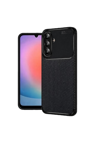 Samsung Galaxy A37 5g Uyumlu Kılıf Karbon Tasarım Kamera Korumalı Silikon Telefon Kılıfı Kapak Siyah