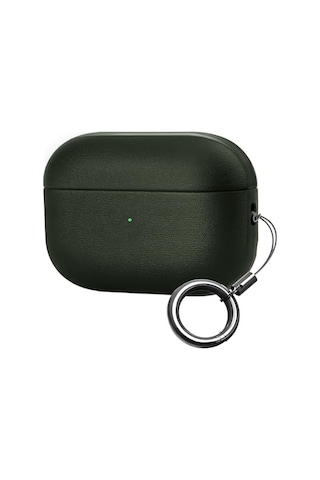 Airpods Pro 2. Nesil İle Uyumlu Leather Skin Serisi Parmak İzi Tutmayan Dış Yüzeye Sahip Ve Mükemmel Koruma Sağlayan Orta Sertlikte Silikon Kılıf Haki