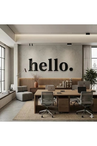 Durukar 100x35 Cm Dev Boy "hello." Yazılı Kırılmaz Pleksi Ayna - Premium Ofis Ve Villa Antre Dekoru Çok Renkli