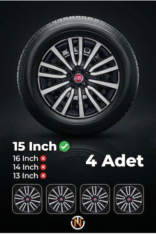 Fiat 15 İnç 5 Bijon Fiat Araçlar İle Uyumlu Kapağı Takım C118