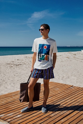 Grımelange PROVENCE Erkek Bisiklet Yaka %100 Organik Pamuklu Regular Fit Beyaz T-Shirt