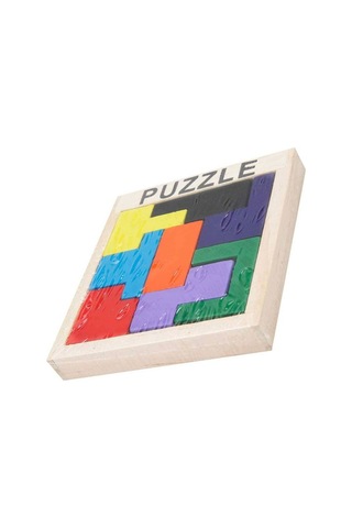 Tetris Şekilli Ahşap Puzzle Oyunu 8 Parça Renkli Ahşap Eğitici Puzzle