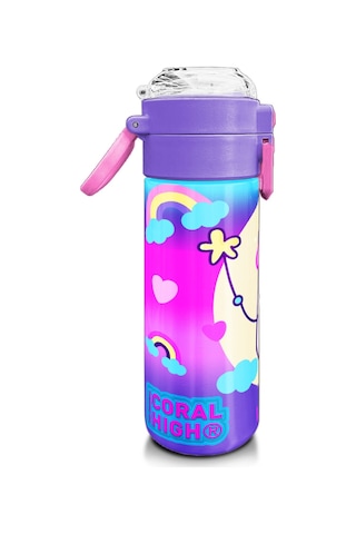 Coral High Kids Renkli Batik Unicorn Dondurma Desenli Pipetli Ve Direkt İçim Çelik Termos 500 Ml 31801 1 Kat Pembe
