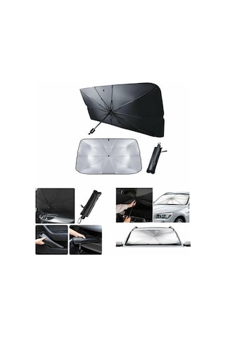 Oto İçi Güneş Koruyucu Araba Güneşliği Şemsiye Otomatik 10 Telli 78x39x130 Cm