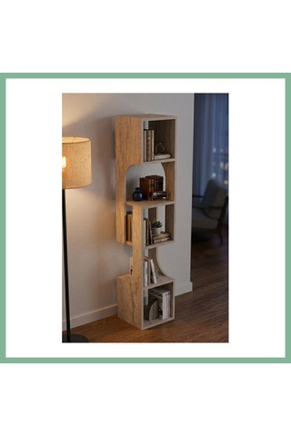 Bşkvirgo Kitaplık Ahşap Dekoratif Raf 5 Katlı Modern Çok Amaçlı Kitaplık Salon Ofis Kitaplığı 7065 Traverten Bsk2026