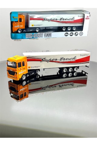Diecast Metal Tır Oyuncak Süper Power Truck 24 Çek Bırak Tır - Turuncu