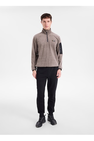 National Geographic N6wm-swt4333 Kahve Melanj Erkek Dik Yaka Relaxed Polar Sweatshirt Kahverengi Melanj