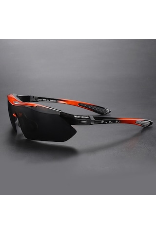 West Bıkıng Yp0703142 Polarize Spor Güneş Gözlüğü 5 Lensli Bisiklet Dağ Bisikleti Güneş Gözlüğü - Siyah+turuncu