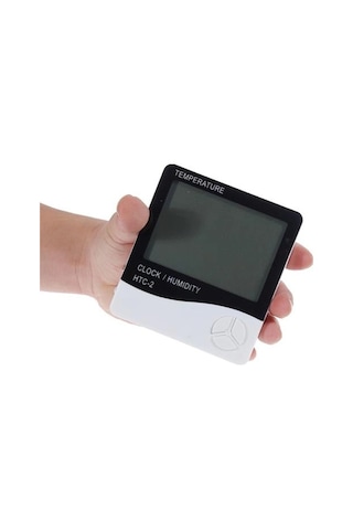 İç Ve Dış Ortam Sıcaklığını Ölçebilen Lcd Ekran Saat Göstergeli Alarmlı Nem Ölçer Termometre Bx40