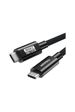Qgeem Qg05 Type-c To Type-c Usb5 Pd Data Kablosu Ve Çevirici 240w 80gbps 8k 60hz 1.2 Metre Siyah
