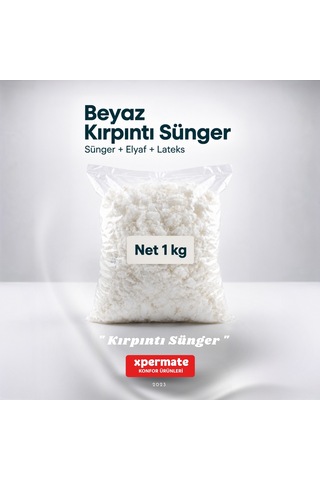 Kırpıntı Sünger Dolgu Malzemesi Beyaz Sünger Parçacıkları Elyaf Kırpık Sünger Dolgu Lateks 1 Kg