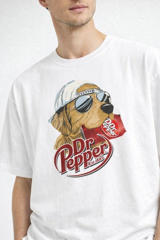 Yolo Street Oversize Köpek Grafik Baskılı Unisex Tişört %100 Pamuk Streetwear Beyaz