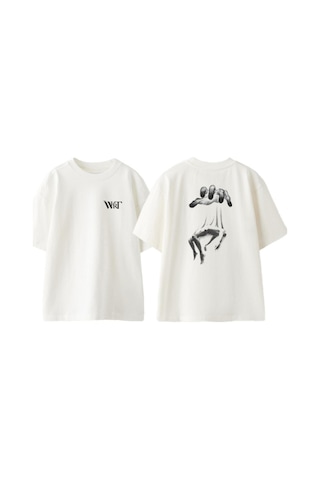 Thewert Ruh Emme Tasarım Sırt Baskılı Pamuk Beyaz Oversize T-shirt