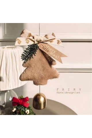 Moveevo Kumaş Noel Ağaç Süsü, Zil Sesli Araç Süsü, Çanta Anahtar Zinciri, Ev Dekorasyonu Hediyesi B Kahverengi