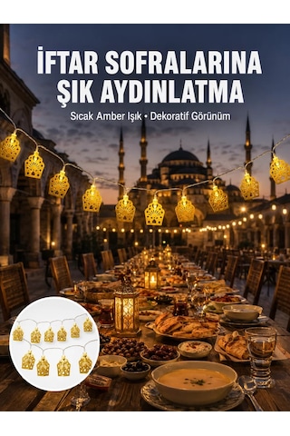 Northcity Ramazan Led Işık Pilli Cami Tasarımlı Zincir Aydınlatma Yeni Nesil Sıcak