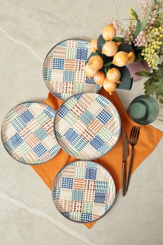 Keramika Etnik Hitit Pasta Tabağı 20 Cm 4 Adet 22552 Çok Renkli