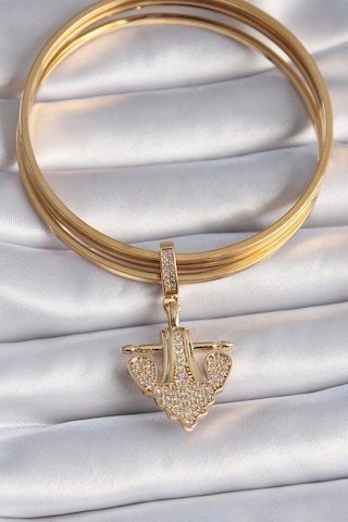 Gold Renk Zirkon Taşlı Çapa Model Ajda Charm - Ebj241109w28970 Renkli