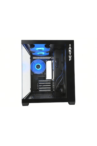 Aktuf Royal Siyah 3 Rgb Fanlı Temperli Cam Panel Boş M-atx Gaming Oyuncu Bilgisayar Kasası
