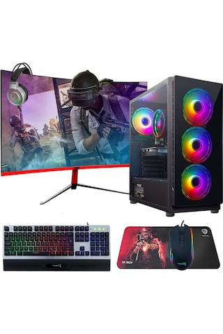 Turbox TX90 Mega i5-3470 16 GB 1 TB + 256 GB SSD 4 GB RX 550 23.8" Curved Masaüstü Oyuncu Bilgisayarı
