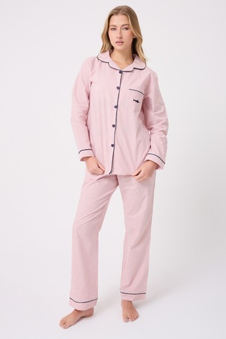 Lespadon Marısılk Seastrıpe Premium Dokuma Uzun Kollu Uzun Pantolonlu Kadın Pijama & Lounge Takımı-3188 Altın