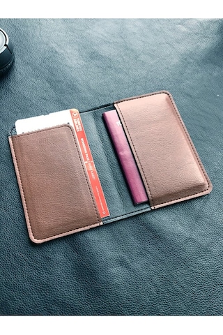 Vip Gift Voyager Pasaport Kılıfı Minimalist Vegan Suni Deri Pasaportluk Ka Kahverengi