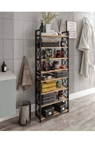 Ravilo Çok Amaçlı Dekoratif Banyo Rafı 8 Katlı Meşe Meşe