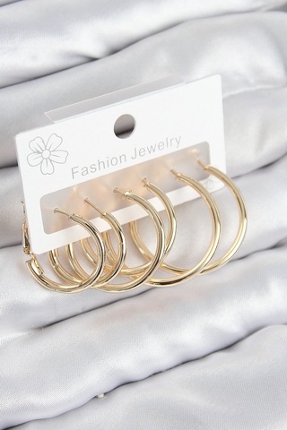 Mey İthalat Pirinç Halka Model Gold Renk Kadın Set Küpe Çok Renkli 91197824