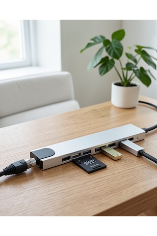 Type C Hub 8 Port Usb Hdmı Rj45 Kart Okuyucu Çoklayıcı Standart