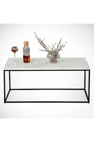 Cosco Beyaz Mermer Orta Sehpa Metal & Orta Masa Marmo/Metal Ayak