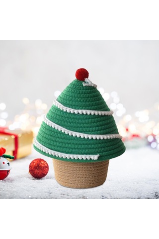 Suntek Kapaklı Saklama Sepeti Küçük Halat Yatak Odası Yeşil