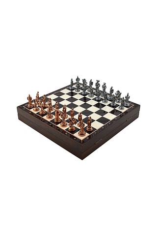 Gifthome Orta Boy Metal İspanyol Satranç Takımı Antik Ve Ceviz De